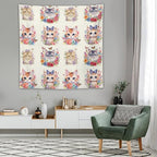 VUMIVI Watercolor Flower Cat Tapestry Colorful Cartoon Cute Animals Butterflies Abstract Art Print Tapestry Wall Hanging for Living Room Bedroom Dorm Classroom Aesthetic Decor W60xL60in