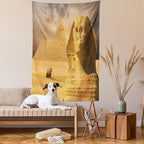 Ambesonne Egyptian Print Tapestry, Sphinx Face Other Pyramids in Egypt Old Historical Monument, Fabric Wall Hanging Decor for Bedroom Living Room Dorm, 23" X 28", Amber Sand Brown