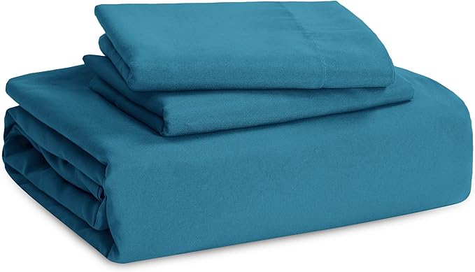 Bedsure Teal Duvet Cover Full Size - 3 Pieces Prewashed Extra Soft Cotton-Like Bedding Set, Includes 1 Duvet Cover 80x90 Inches with Zipper Closure & 2 Pillow Shams, Comforter Not Included