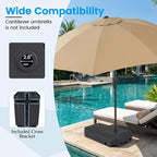 Giantex Fillable Cantilever Umbrella Base, 250 lbs Heavy-Duty Offset Patio Umbrella Stand with Wheels, Sand & Water Filled, HDPE Weighted Outdoor Umbrella Holder for Garden, Deck, Poolside