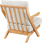 Lexicon Mid Century Modern Accent Chair, Natural Finish Solid Rubberwood Frame, Reversible Back Cushion, Woven Chenille Upholstered Reading Chair, for Living Room/Bedroom/Office, Beige