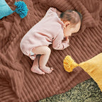 DISSA Fleece Blanket Twin Size – 60x80, Caramel – Soft, Plush, Fluffy, Fuzzy, Warm, Cozy – Perfect Throw for Couch, Bed, Sofa - with Pompom Fringe - Flannel Blanket Throw Blanket