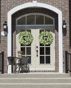 Vlorart 2 Pack Green Eucalyptus Leaf Wreaths, 24 Inch Artificial Spring Summer Wreaths for Front Door Decor Boxwood Wreath with Big Berries, Farmhouse Greenery Wreath Outside Year Round Indoor/Outdoor