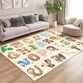 ABC Rugs for Kids Playroom - 4.5x6 Feet Alphabet Rug Kids Play Carpet Preschool Learning Animals, Educational Rug for Children Toddler Bedroom Nursery Kindergarten Decor, Beige