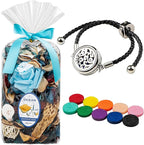 Potpourri Bag & Essential Oil Bracelet Set, Ocean Breeze Scent Potpourri Summer Bowl Filler, Beach Coastal Decor + Aroma Diffuser Stainless Bracelet, Women Gifts on Birthday, Christmas -Blue