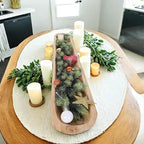 Athaliah Wooden Dough Bowl, 40 Inch Hand Carved Rustic Long Wood Dough Bowls for Decor, Vintage Decorative dough bowl for Table Centerpiece Dining Room Home Kitchen Decor
