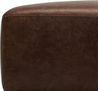 Poly & BARK Sequoia Ottoman – 35” Square Pouf with Feather-Down Topper – Full-Grain Leather Upholstered Pouf Ottoman for Living Room – Vintage Italian Leather in Chocolate Brown
