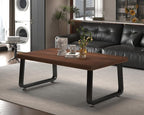 HSH Rustic Walnut Coffee Table, 39” Mid Century Modern Center Table, Rectangle Industrial Living Room Coffee Table, Simple Farmhouse Wood and Metal Tea Coffee Tables for Home Bedroom, Walnut, 39 in