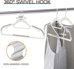 20 Pack Heavy Duty Plastic Hangers, Non Slip Clothes Hangers with Rubber Pads and 360° Hook - Thin Space Saving Hanger, Closet Organizer for Shirt, Pants, Suit, Skirt,Coat - Gray