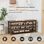Shoe Rack Bench, 4-Tier Shoe Shelf Organizer, 47.2" Entryway Storage Bench for Hallway, Bedroom, Living Room, Bedroom, Hold up to 550 lbs, Solid Wood, Dark Brown