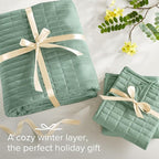 Comfort Spaces Sage Green Oversized Queen Quilt Set 102"x118" Bedspread Quilted Summer Lightweight Microfiber Bedding Coverlet with Double Sided Stitching Soft All Season 3 Piece with Matching Shams