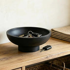 Modern Decorative Fruit Bowl for Keys Entryway Table, Holder Kitchen Countertop Minimalist Home Decor Accents Aesthetic With Pedestal,Black