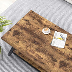 EXCEFUR Modern Coffee Table, Wood and Metal Living Room Center Table with Storage Shelf, Industrial Rectangle Cocktail Tea Table, Rustic Brown, 47 Inch
