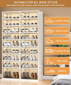 9 Tiers 18 Pairs Foldable Shoe Rack, Large Shoe Storage with Magnetic Clear Door, Easy Assembly and Freely Movable Shoes Organizer, Large Capacity Shoe Shelf for Living Room, Cloakroom, Entryway