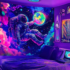 NYZE Tapestry for Bedroom Astronaut Space, Black Light Tapestry Room Decor Wall Tapestries, Cool Galaxy Planet Wall Hanging, Wall Hanging for Men Guys Gamer Room Dorm Living Room 79in×59in