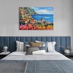 Art Hand Painted Seaside Town Landscape Oil Painting Modern Abstract Art Home Wall Deco Art 30x45 inches