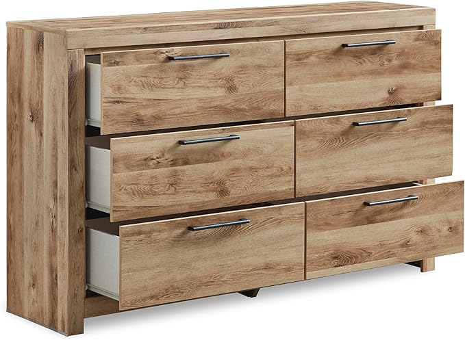 Signature Design by Ashley Hyanna Mid-Century Modern 6 Drawer Dresser, Light Brown & Beige