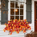 Fake Fall Flowers Artificial for Decoration 2PCS Faux Silk Fall Flowers Plants for Outdoors Outside Planters UV Resistant Looks Real for Front Door Porch Patio Garden Decor