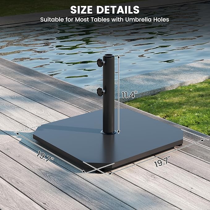 Sundale Outdoor Umbrella Base 40lbs with Stainless Steel Umbrella Tube, Heavy Duty Steel Umbrella Stand, Black