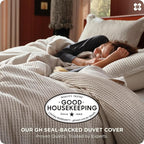 Bedsure Cotton Duvet Cover Set - 100% Cotton Waffle Weave Linen Duvet Cover Oversized King Size, GentleSoft™ and Breathable Bedding Set for All Season, 3 Pieces, 120"x98"