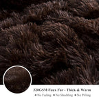 XeGe Plush Shaggy Brown Duvet Cover Set, Luxury Soft Velvet Fluffy Bedding Sets 3 Pieces(1 Furry Faux Fur Comforter Cover Queen Size+ 2 Fuzzy Faux Fur Pillowcases), Zipper Closure(Queen, Coffee)