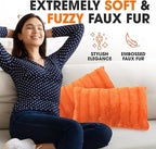 Cheer Collection Fall Decorative Throw Pillows for Couch – Set of 2 Faux Fur Fall Pillows for Couch, Cozy Fall Couch Pillows for Living Room or Bed, Soft, Rust Accent Pillows, 12" x 20"