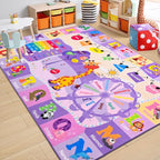Chicrug Educational Kid Area Rug for Playroom, 6x9 Feet TPR Non Slip Kids Classroom Carpet Rug for Learning ABC Animal, Shape Color Fruit, Washable Play Mat Rug for Children Nursery Toddler Room Decor