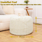 Handmade Unstuffed Ottoman Pouf Cover – Versatile Storage Footstool & Floor Pouf for Living Room, Bedroom, or Wedding Decor | 20" Diameter x 14" Height | Filler Not Included (Cream)