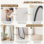Antok Full Length Mirror, 81"x41" Floor Mirror with Stand,Standing Hanging Leaning Irregular Mirrors for Bedroom Living Room Entryway,Tear Drop Style,Silvery