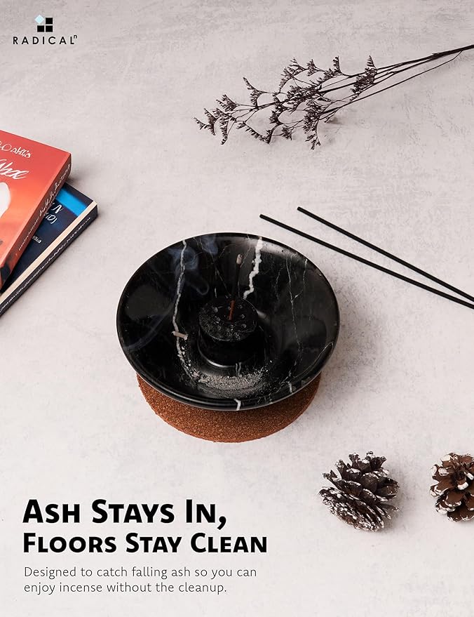 Radicaln Marble Incense Holder for Stick 5.5" Inches Black Handmade Incense Stick Holder for Living Room Décor, Ideal Incense Holder Marble Ashtray & Palo Santo Holder for Home Décor