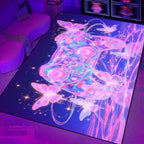 Dreamy Butterfly Rugs for Girls Room Gaming Rug 4x6 ft Gaming Room Decor Gamer Area Rug Non-Slip Gaming Floor Mat Purple-Pink Kids Carpet for Bedroom, Livingroom,Playroom & Apartment