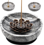 Natural Marble Incense Burner, Stick and Reflux Incense Holder, Handmade Stick Incense Burner, Ideal for Incense Smoking, Incense Burning and Decoration (Extra Large 5.91inGrey)