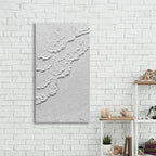 MyArton Abstract White Beach Waves Wall Art, Textured White Wall Art, Modern Canvas Handmade Oil Painting, 3D Thick Texture Wall Artwork for Home Decoration Framed Ready to hang Vertical 20x40inch