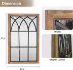 Oakrain Rustic Window Mirror for Wall Decor, 24”x37” Wood Frame Decorative Wall Mirror, Wall-Mounted Farmhouse Mirrors for Living Room, Bedroom, Entryway, Bathroom, Brown