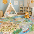 Washable Kids Rug 5x7 North America Map for Playroom – Educational Carpet for Preschool, Daycare, Classroom – Learn Geography, Animals & Landmarks – Fun Washable Activity Rug for Large Kids