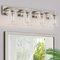 Espird Bathroom Vanity Light, 4 Light Brushed Nickel Vanity Lights with Thickened Seeded Glass Shade, 30 inch Modern Bathroom Light Fixtures, Bathrooms Lights Fixtures Over Mirror