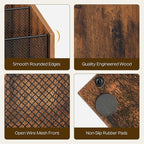 Magazine Holder, Wood Magazine Rack Floor, Mail Organizer Countertop, Magazine Mail Holder Sorter, Record Holder for Magazines, Books, Newspapers, Tablets, Rustic Brown and Black MR02BR