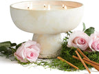 Blueme Romance Candle | Oakmoss & Sandalwood | 6 Wick - Refillable Wellness Candle with Essential Oils, Hand Finished & Poured Soy Wax Blend Ceramic Vessel, Natural Cotton Wicks | Giant 45 oz