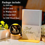 Giraffe Gifts for Women Men 3D Giraffes Crystal Ball with Wooden Light Base Glass Animal Decor Gifts for Giraffe Lovers for Christmas Mothers Valentine's Day Birthday (Diameter 2.36 inches)