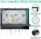 OUTSHINE Large Farmhouse Wall Jewelry Organizer (Espresso) | Wall Organizer For Earrings, Necklace, Bracelet, Hair Accessories | Chicken Wire Earring Holder | For Women, Wife, Mom, Girlfriend
