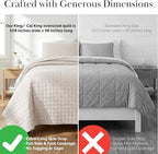 Southshore Fine Living, Inc. Quilted Summer Comforter, King Size Quilt Bedding Set with 2 Pillow Shams, Geometric Circle Design, Lightweight Bedspread, California/King Size Coverlet, Comfy Soft, Bone