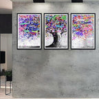 Novatique Tree Wall Art Decor Graffiti Picture Wall Decor Abstract Tree of Life Canvas Painting Print for Living Room Bedroom,24" x 36" x 3pcs