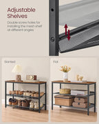 VASAGLE Shoe Rack for Entryway, 3-Tier Shoe Rack Organizer with Storage Shelves and Spacious Top, Freestanding, Adjustable, Industrial, Rustic Brown and Ink Black ULBS043KD01