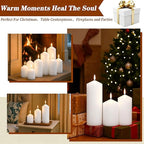 White Pillar Candles Bulk Set of 12, 3 Different Lengths 3 x 3/6/8 Inch (4 Each), Hurricane Candles, Dripless Unscented Smokeless, Gives You a Better Atmosphere When Organizing an Event Party.