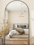 MISSDAY Oversized Arched Full Length Mirror, 81"x41" Black Full Body Mirror with Stand, Floor Mirror Large Free Standing, Leaning or Hanging, Aluminum Frame Mounted Mirrors Wall Mirrors for Bedroom