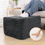 20x20x14 Inches Fluffy Square Pouf Ottoman - Plush Furry Ottoman Foot Rest Stool with High-Density Foam, Versatile Floor Seating for Living Room (Gray)