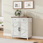 ChooChoo Kitchen Storage Cabinet, Coffee Bar Cabinet, Farmhouse Buffet Sideboard with Drawer for Kitchen, Living Room, White