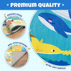 3x5 Small Kids Rug for Bedroom - Washable Soft Ocean Themed Rug for Kids Room, Bathroom and Playroom – Sea Animal Playmat for Children, Toddler, Whale Mermaid & Marine Life Educational Learning Carpet