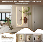 LED Sandstone Wall Decor, 3D Wall Art Sculpture, Simulated Green Plants, Glass Vase & Rabbit Statue, Remote Control 3 Color Light, for Living Room, Bedroom, Hallway(Light Coffee,41.3 * 23.6in)