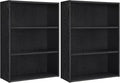 VASAGLE Set of 2 Bookshelves, 23.6 Inches Wide, 3-Tier Open Bookcases with Adjustable Storage Shelves, Floor Standing Units, Ebony Black ULBC163T56-2